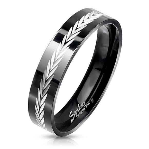 Arrow Engraved Design Center Black PVD Stainless Steel Ring‎ Size 9 - Picture 1 of 1